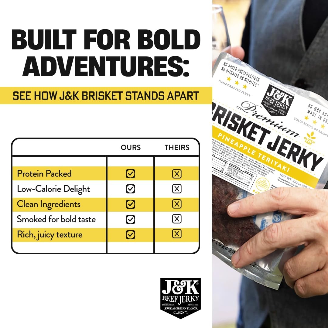 JK Jerky Beef Brisket Jerky – Pineapple Teriyaki – Hand Crafted Small Batch A…