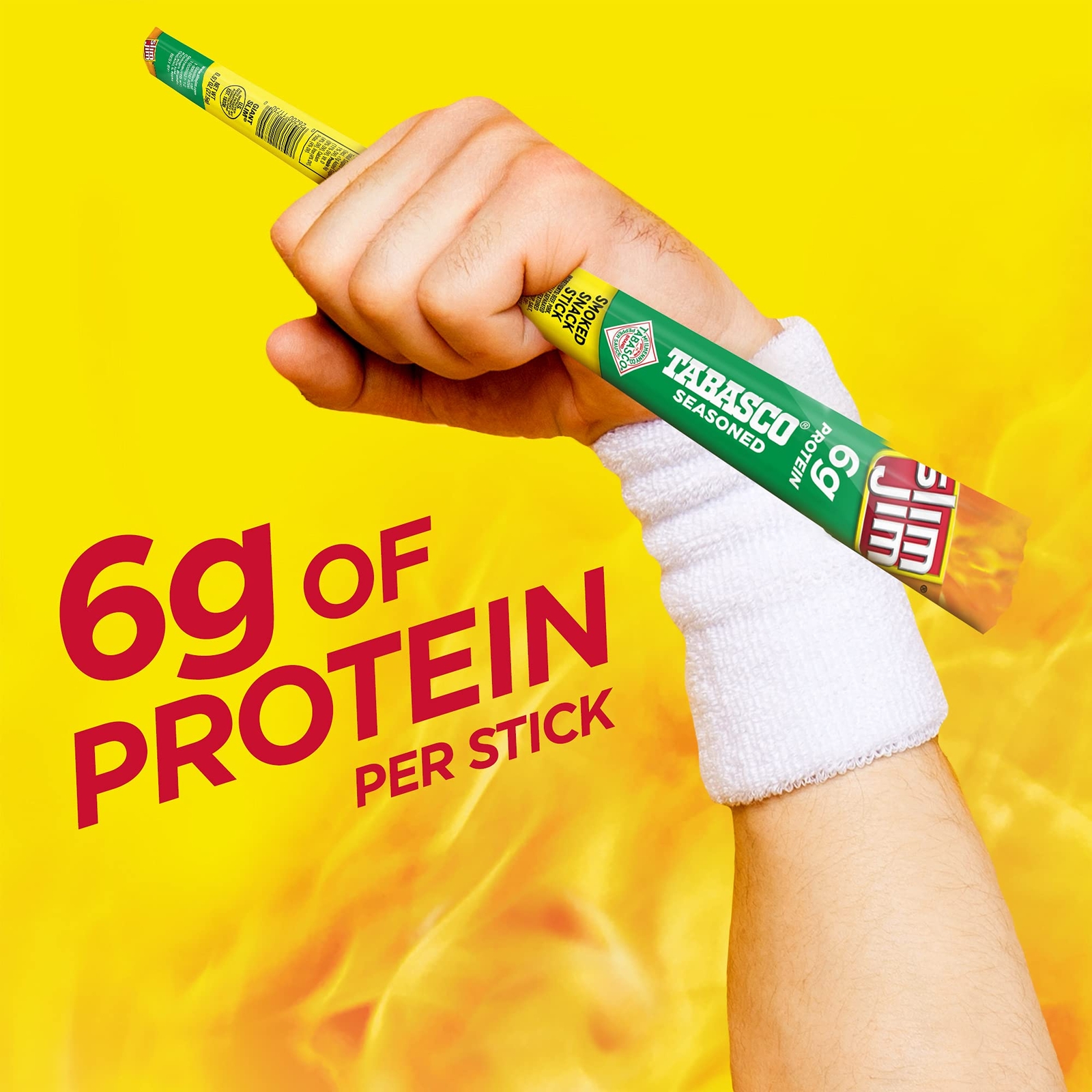 Slim Jim Giant Tabasco Seasoned Smoked Meat Sticks Pack of 24 Protein Snacks
