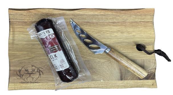 Hunters Reserve Cutting Board w/knife Exotic Elk Bison Venison Summer Sausage