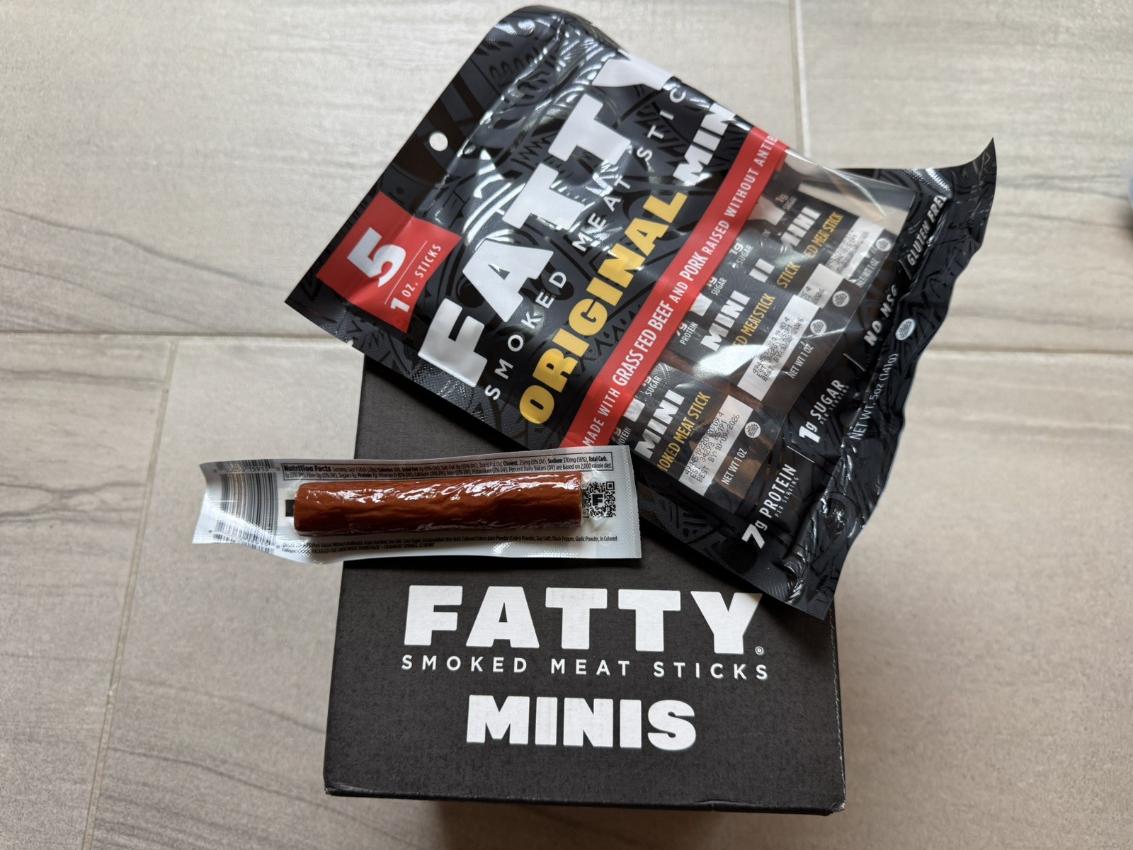 1 CASE of FATTY Smoked Mini Meat Sticks ORIGINAL , 40 x 1oz Per, EXP 10/2026