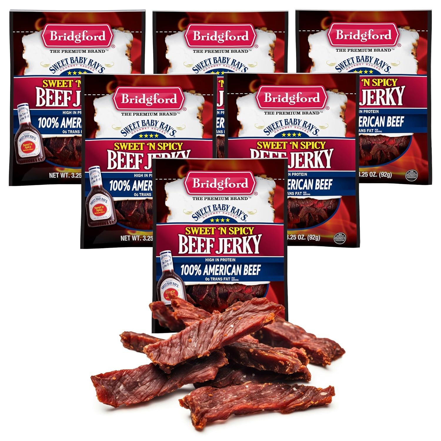 Bridgford – SBR – Beef Jerky – Sweet N Spicy – 3.25 oz – Pack of 6
