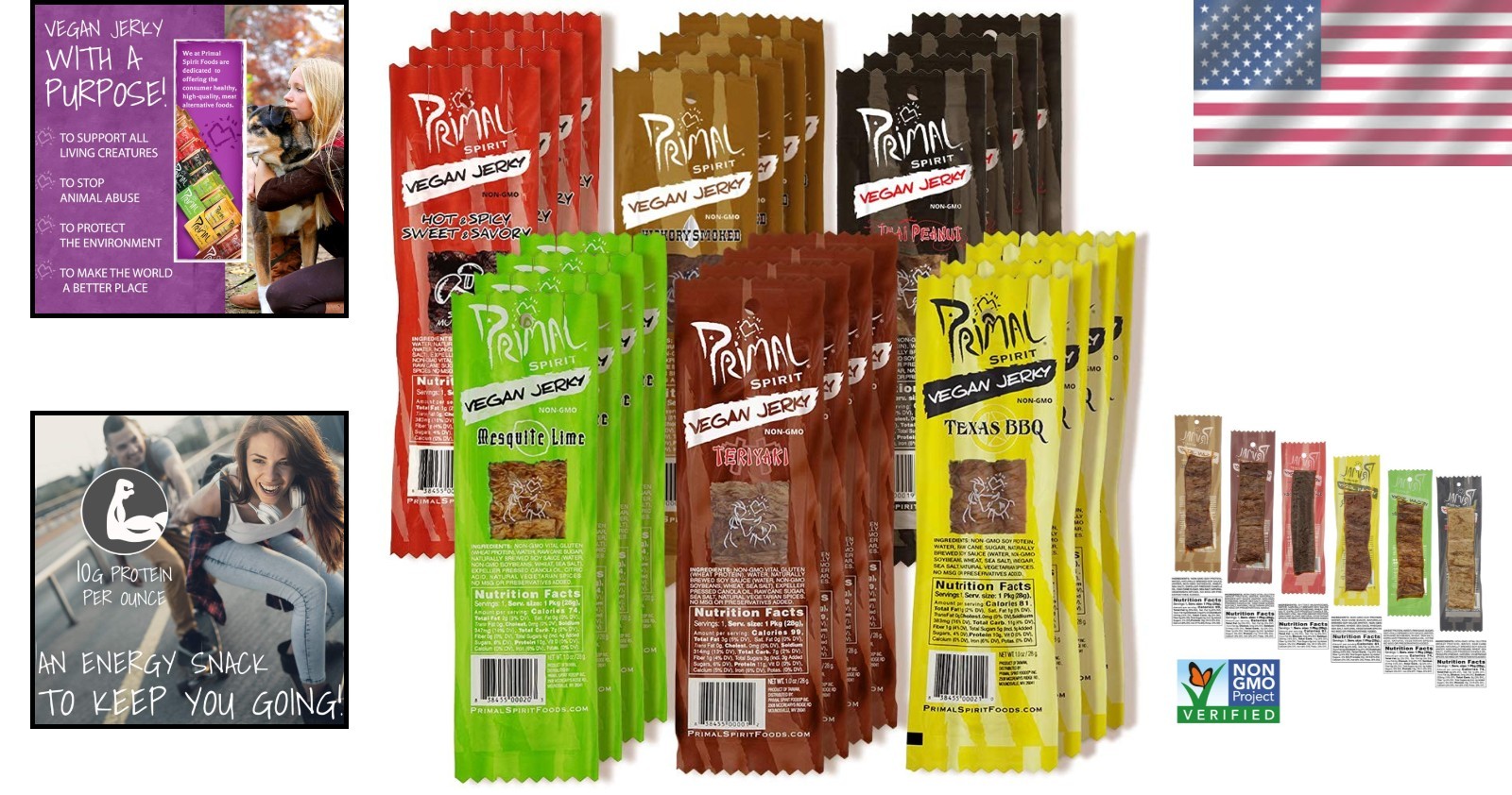 Primal Spirit Jerky – Best Taste Sampler, 24-Pack