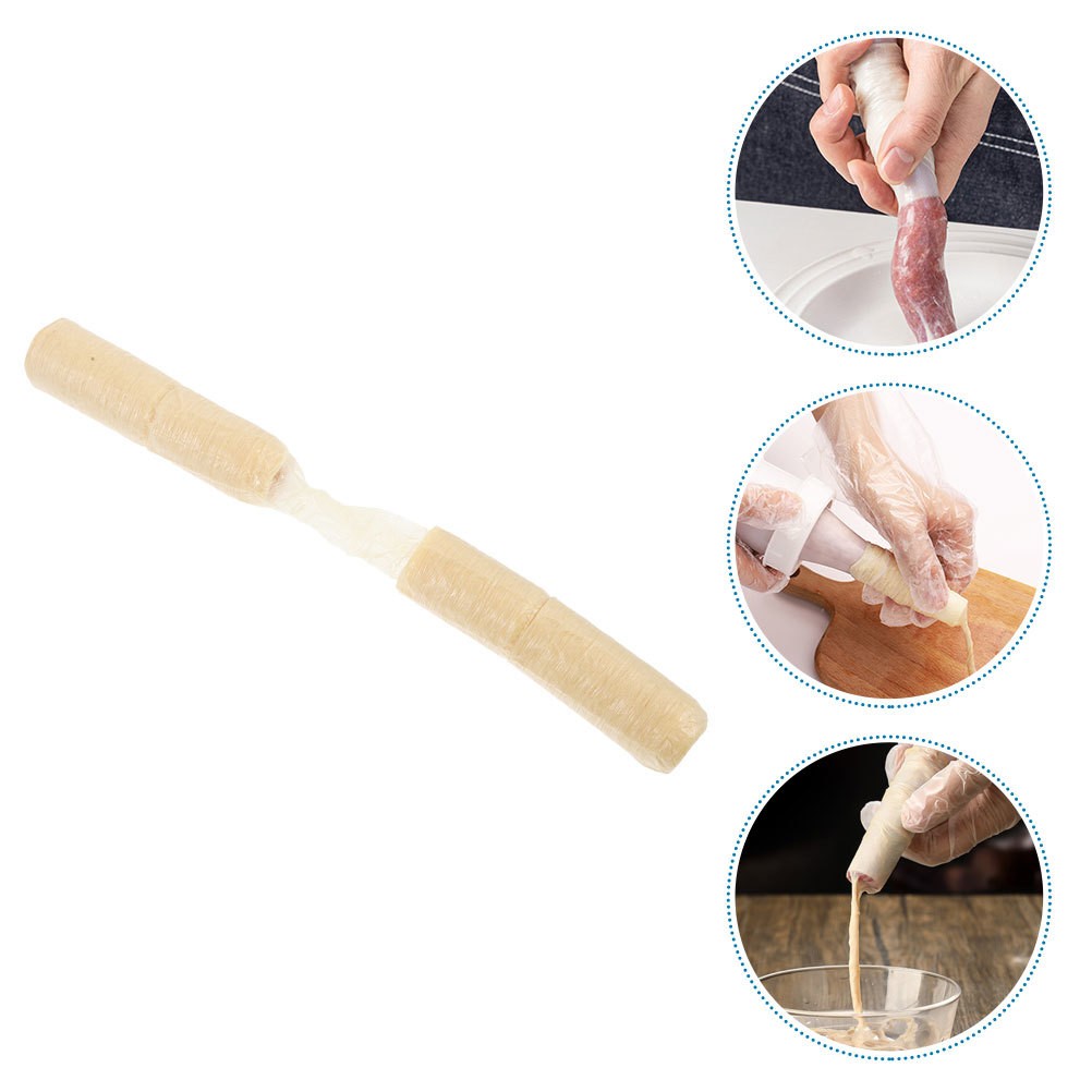 6 Pack Light Yellow Reusable Sausage Casings Natural Collagen for Meat Storage