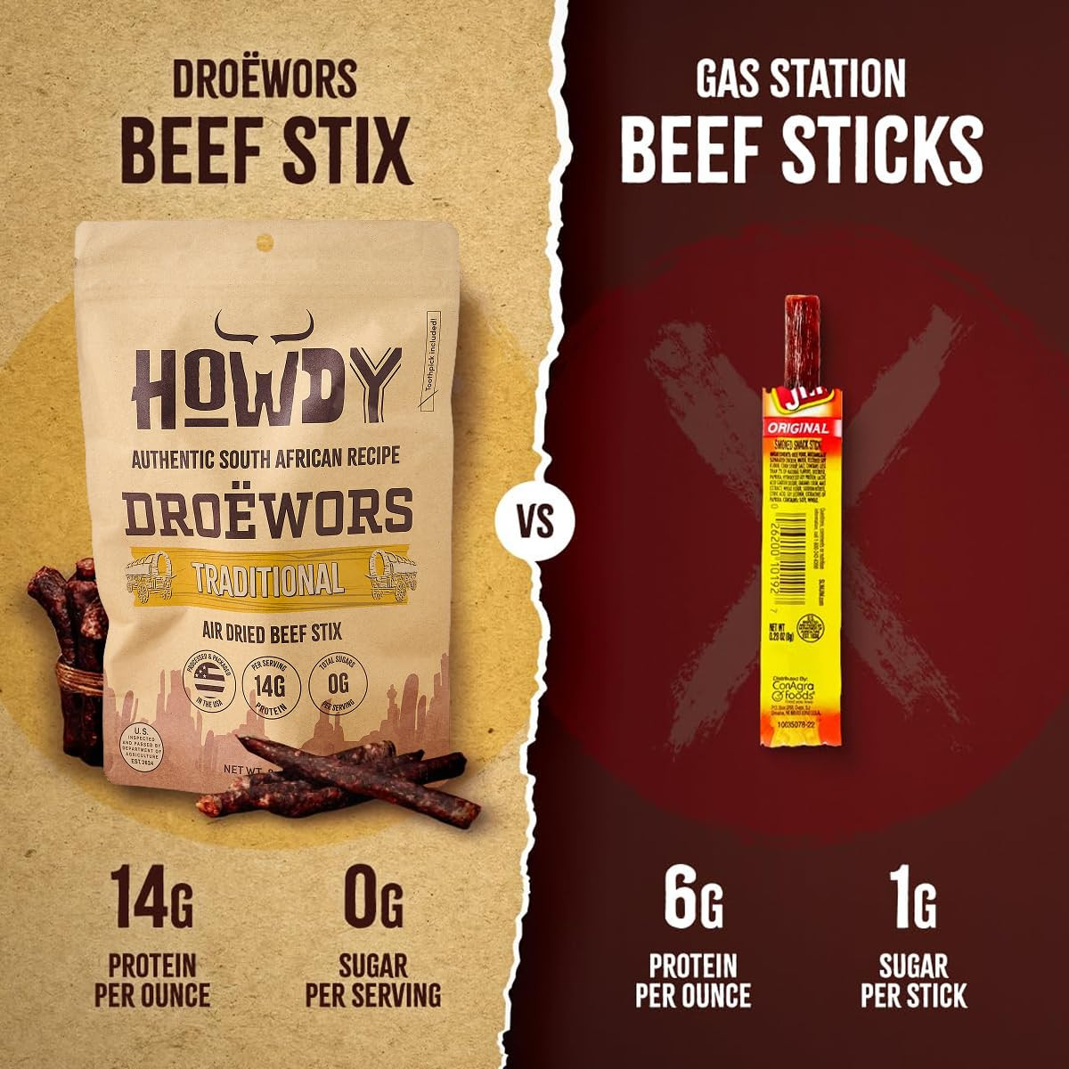snax Handcraft Authentic Small Batch Droëwors Beef Sticks Sugar Free, Soy Free,