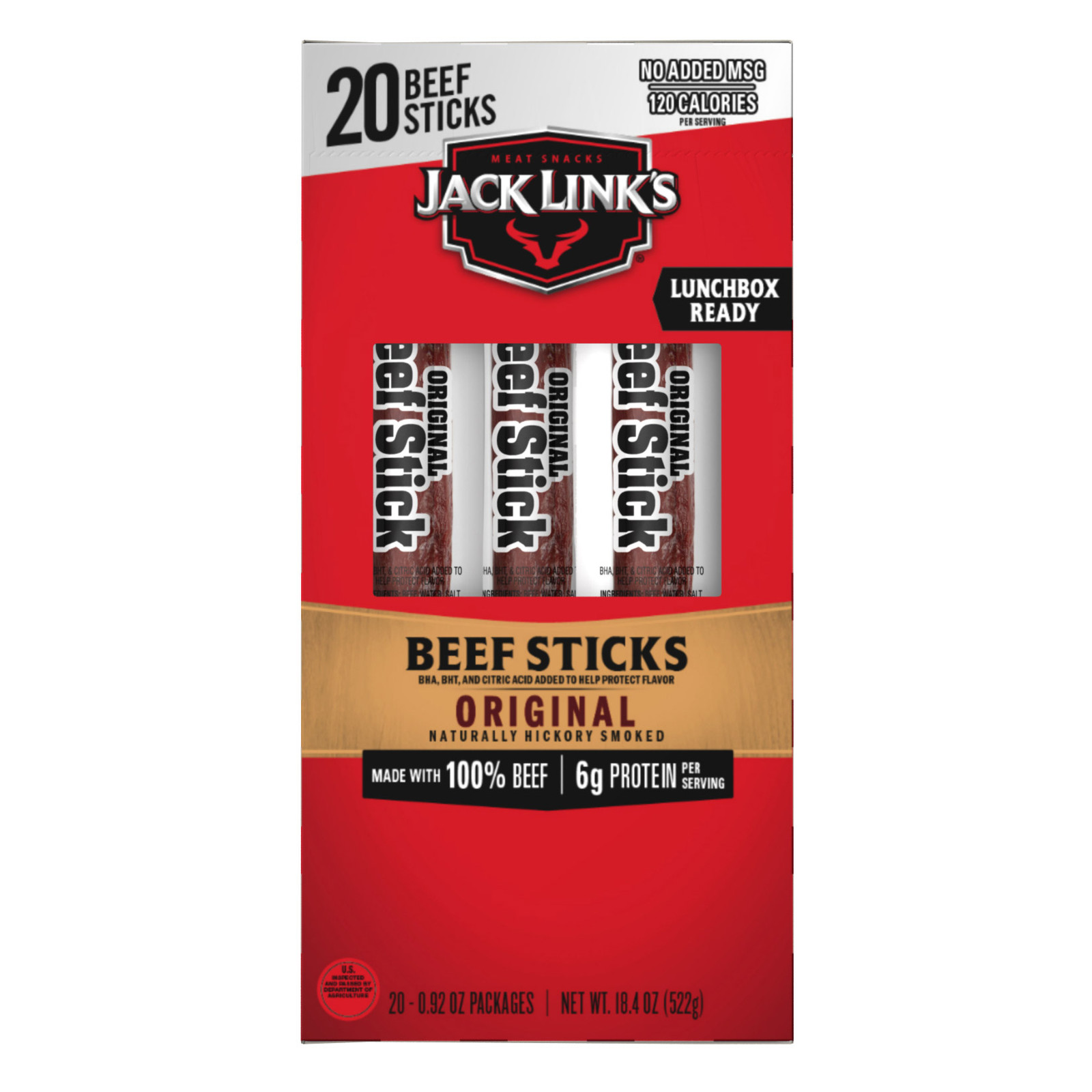 Jack Link’S Big Beef Jerky Stick, Original, 0.92 Oz, 20-Count