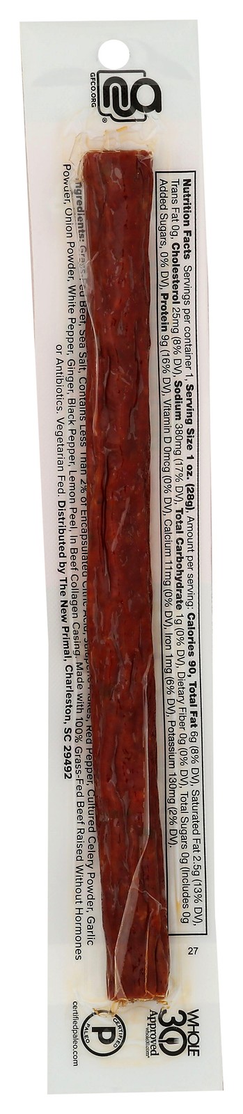Spicy Grass Fed Beef Stick By New Primal 1 Oz Meat Snack 20 Pack