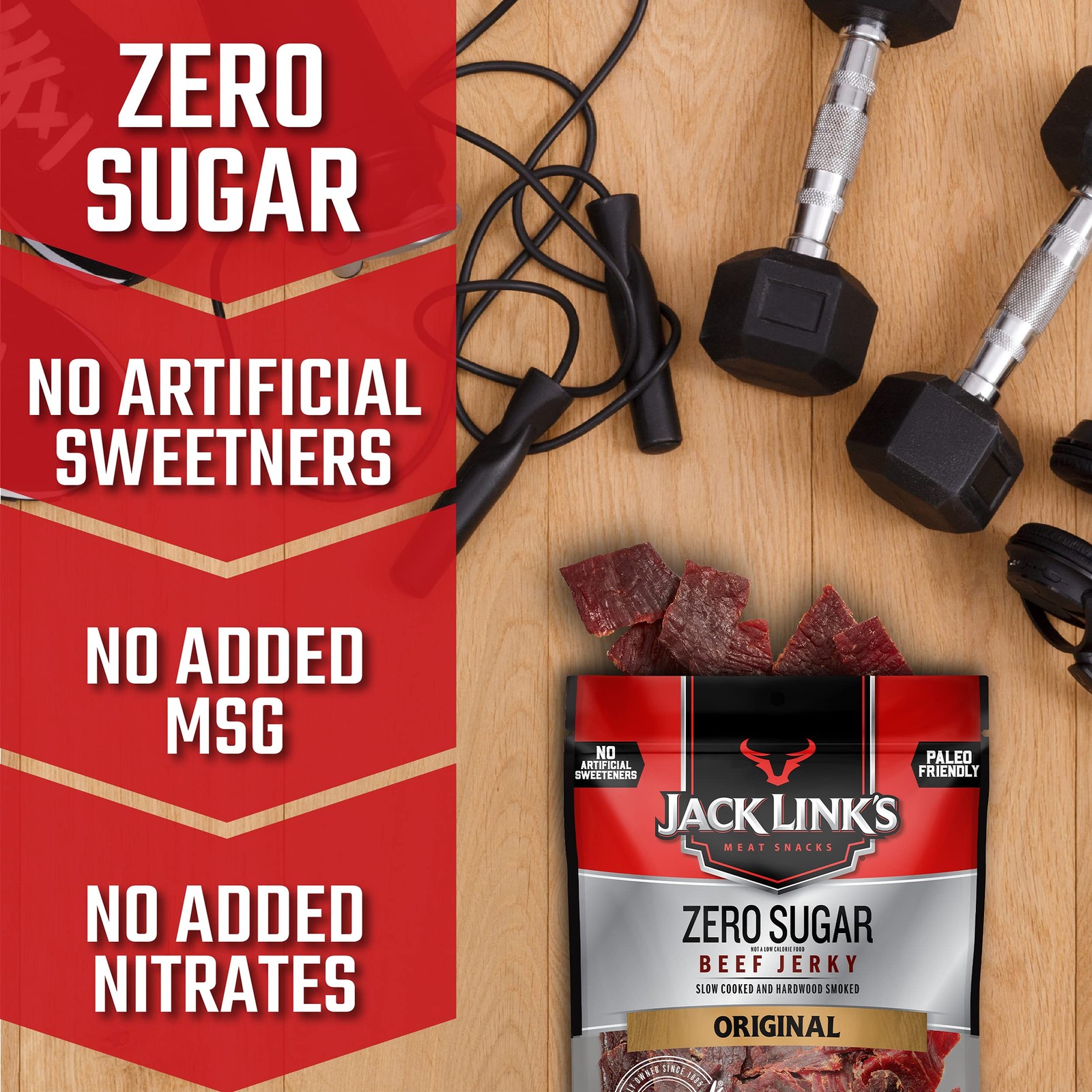 Beef Jerky Zero Sugar Keto Paleo Protein Snacks 13g Protein 7.3 Oz Pack of 2