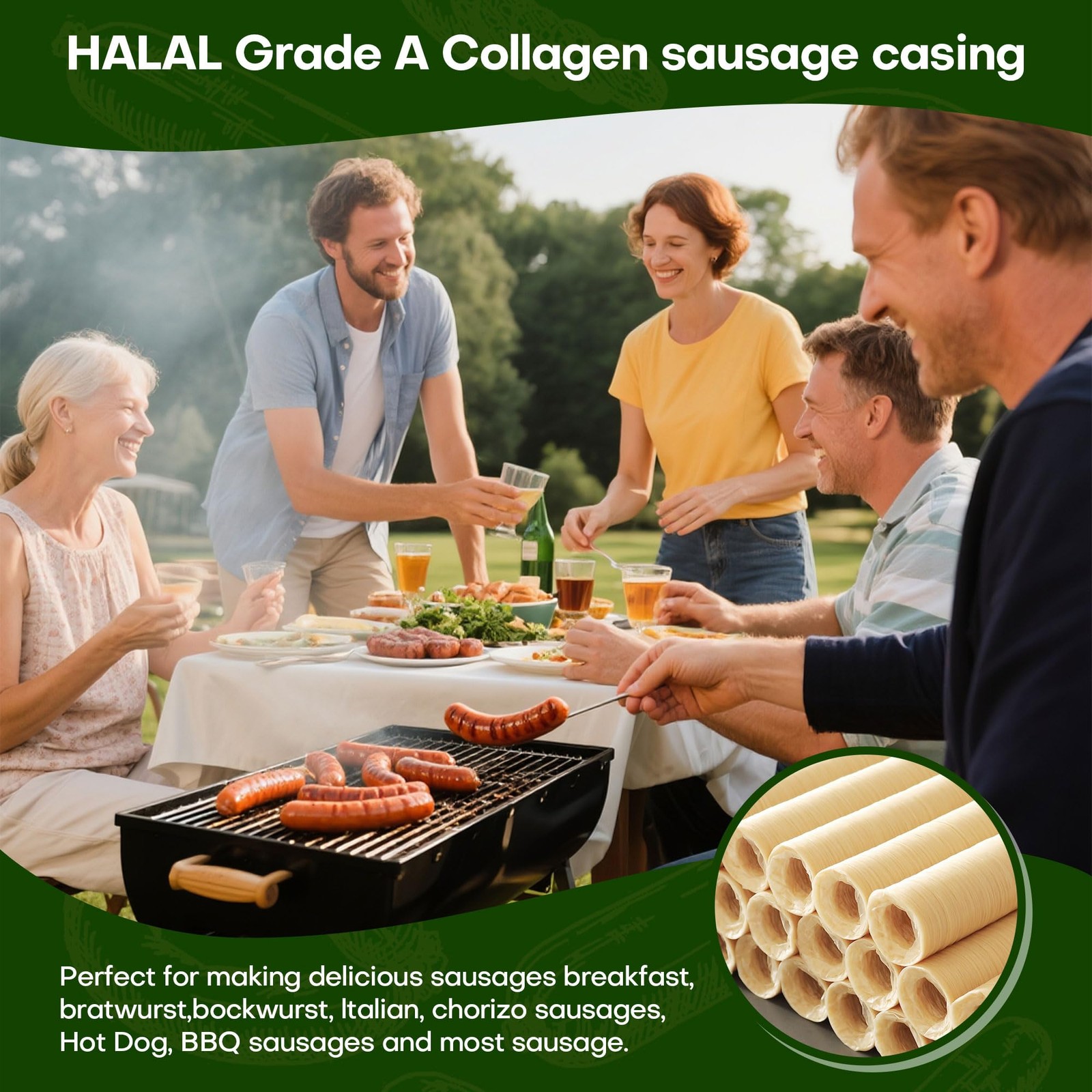 HALAL Grade A Edible Collagen Sausage Casing 1 PCS 14m/46ft 19mm/ 3/4 Inch