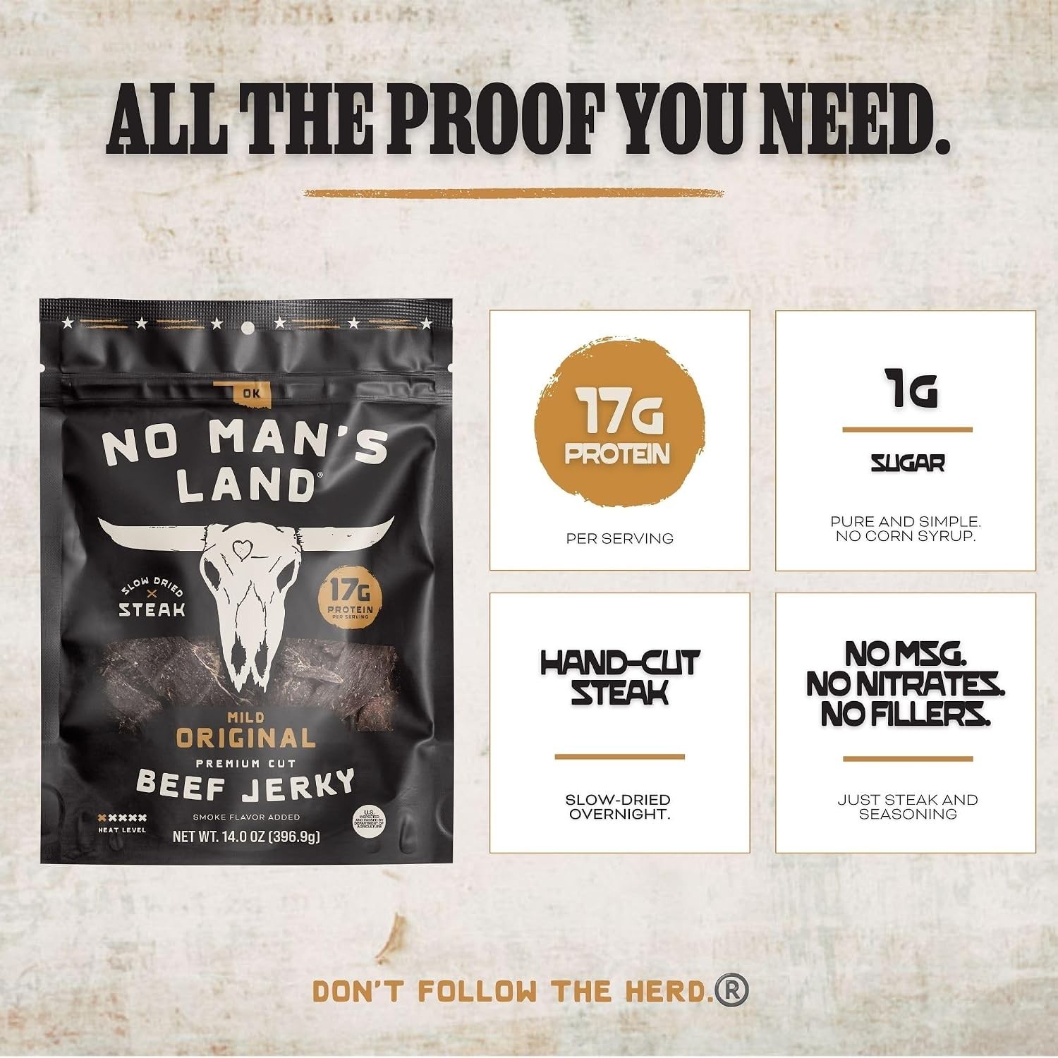 Beef Jerky 14oz Mild – Slow-Dried, 17g Protein, Gluten Free