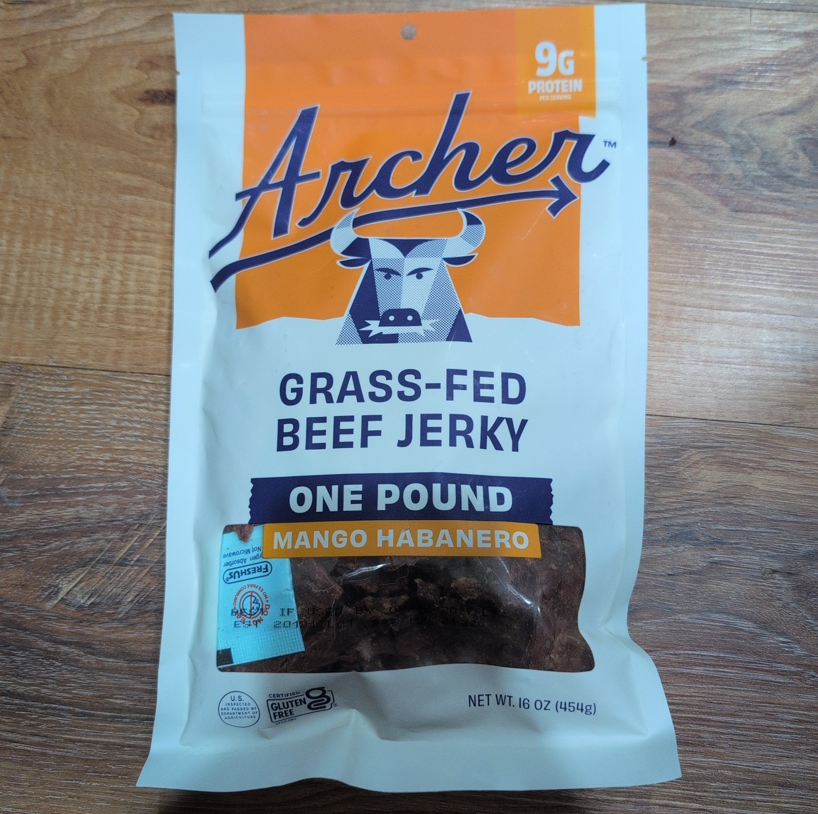 Archer Grass-Fed Beef Jerky Snack, Mango Habanero 16 oz, EXP 02/18/2027