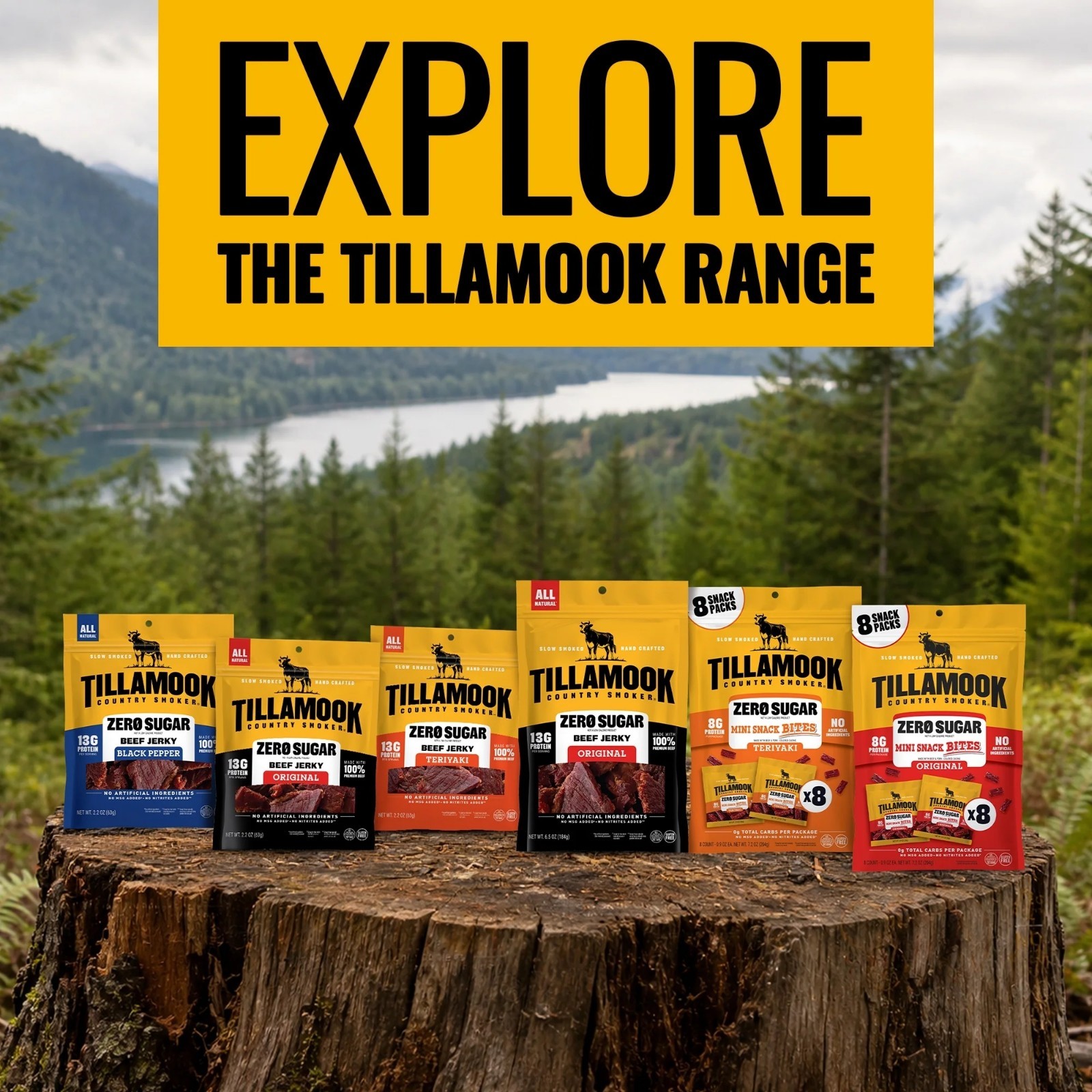 Tillamook Country Smoker Keto Friendly Zero Sugar Beef Jerky, Black Pepper, 6.5