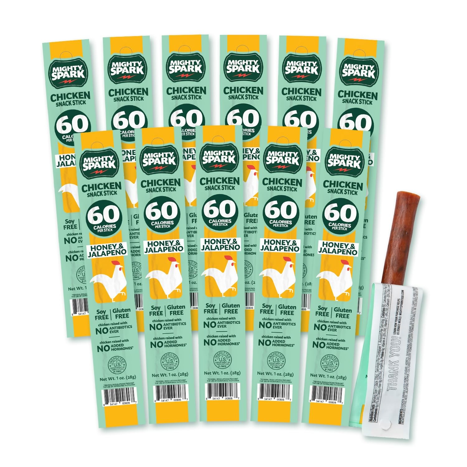 Chicken Snack Sticks – Honey and Jalapeno – 6g of Protein, No Antibiotics Eve…