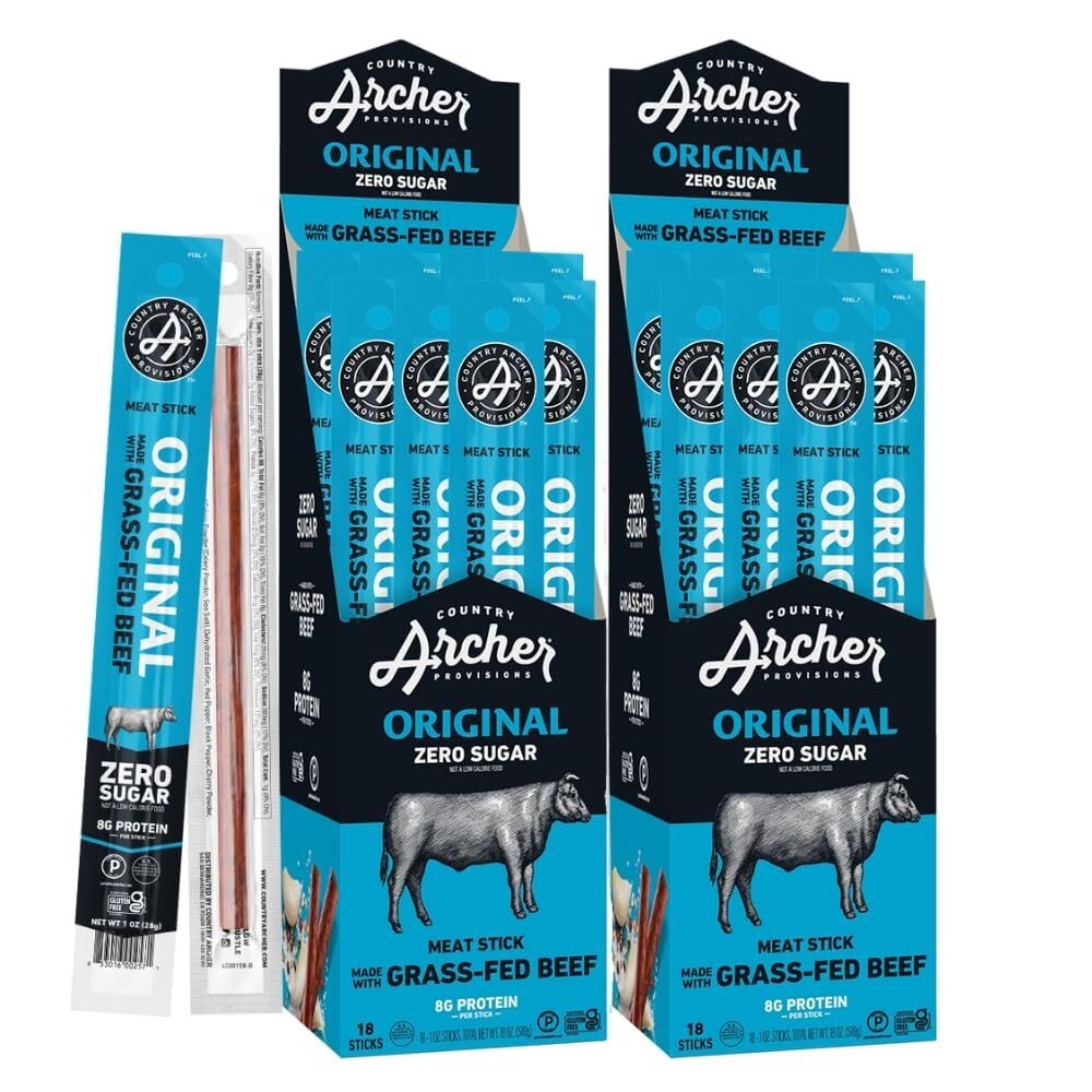 Delicious Grass-Fed Beef Jerky Sticks – Keto, Paleo – 36 Pack Variety Options^