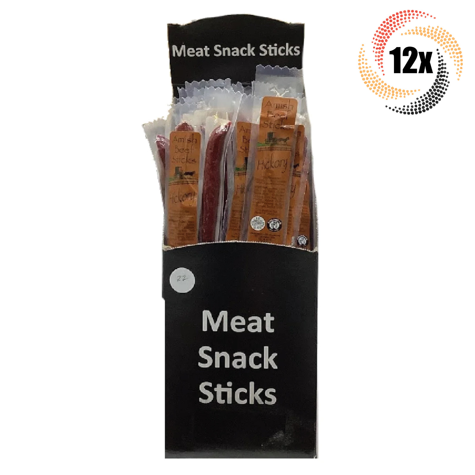 12x Sticks Amish Smokehouse Hickory 100% Beef Premium Snack Sticks | 1.25oz