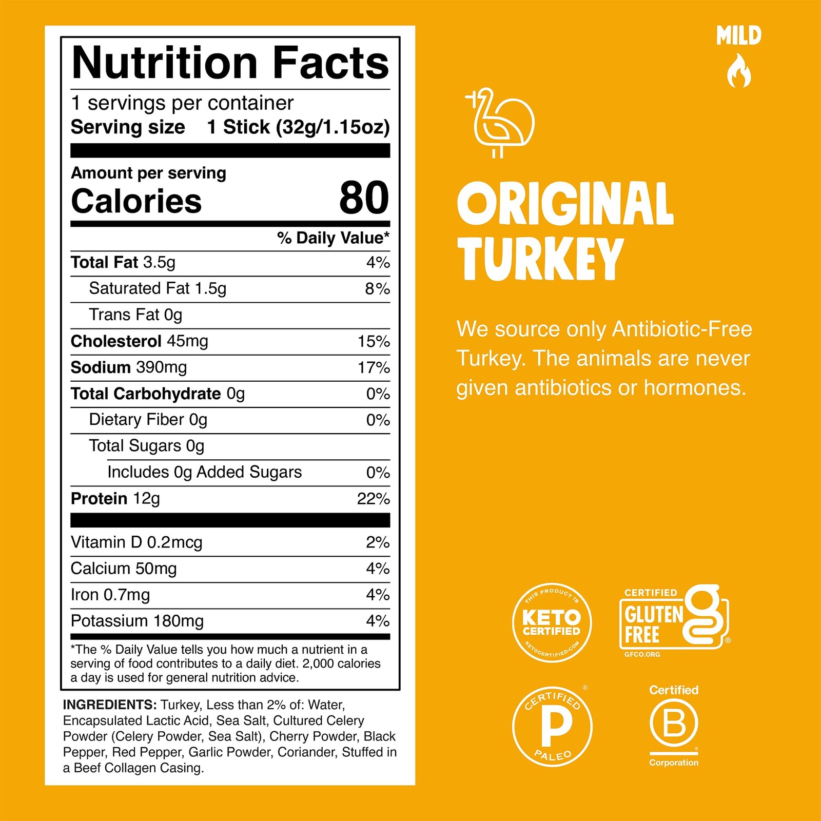 Chomps Original Turkey Jerky Meat Snack Sticks 10Pack Keto, Paleo, Low Carb,…