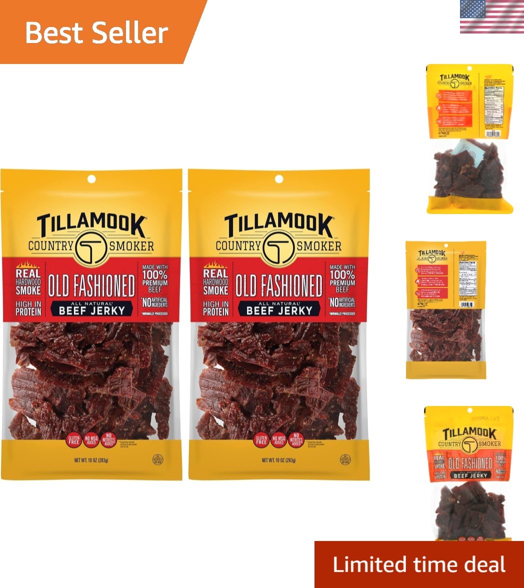 Crafted Hardwood Smoked Beef Jerky – 20 Ounce Total, Protein Rich Snack