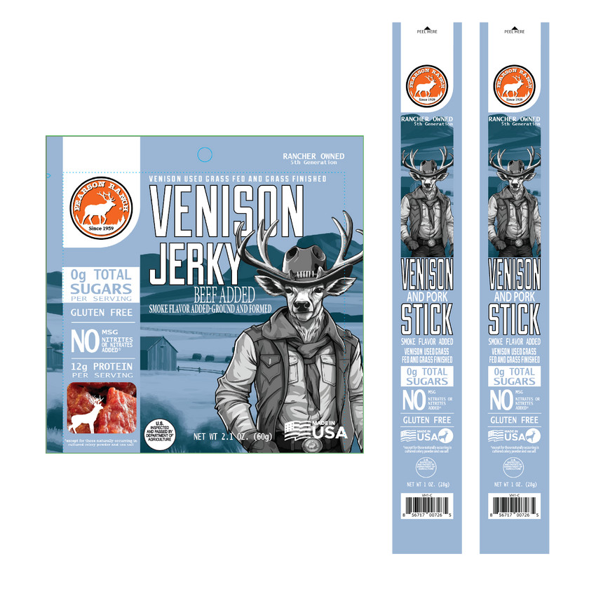 Sampler Venison Deer Jerky & Meat Sticks Pearson Ranch by Gehrke Jerky Lot