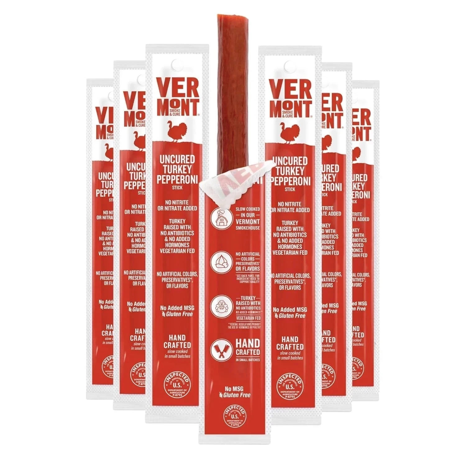 Vermont Smoke & Cure – Turkey Uncured Pepperoni Meat Sticks – Protein Snacks