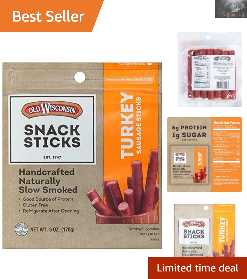On-the-Go Turkey Sausage Snack Sticks – Gluten Free & Naturally Smoked, 6 Oz