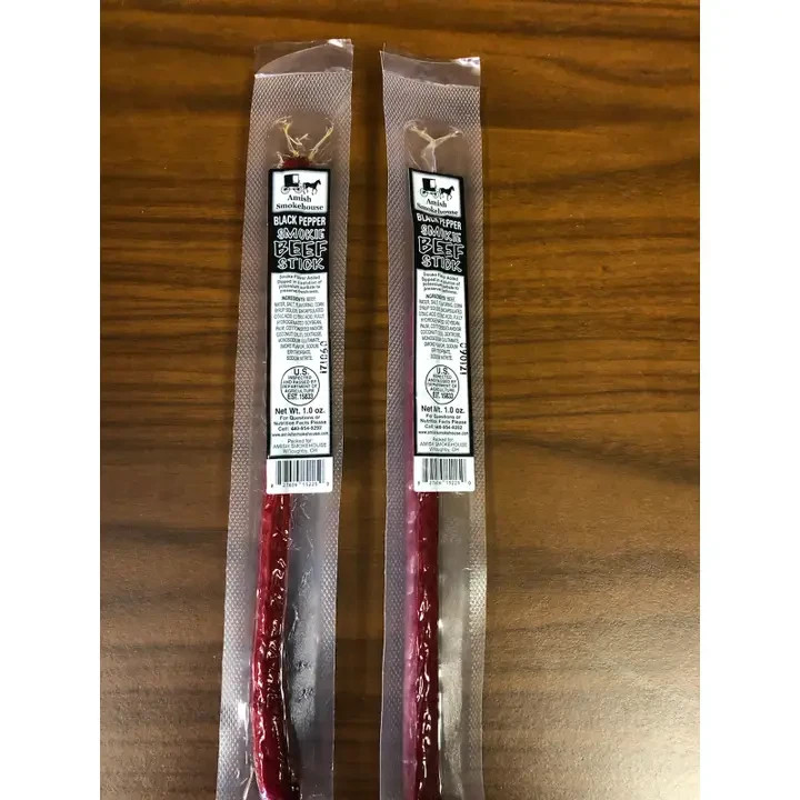 Amish Smokehouse Beef Smokie’s, Black Pepper, 21 Ct Individually Wrapped