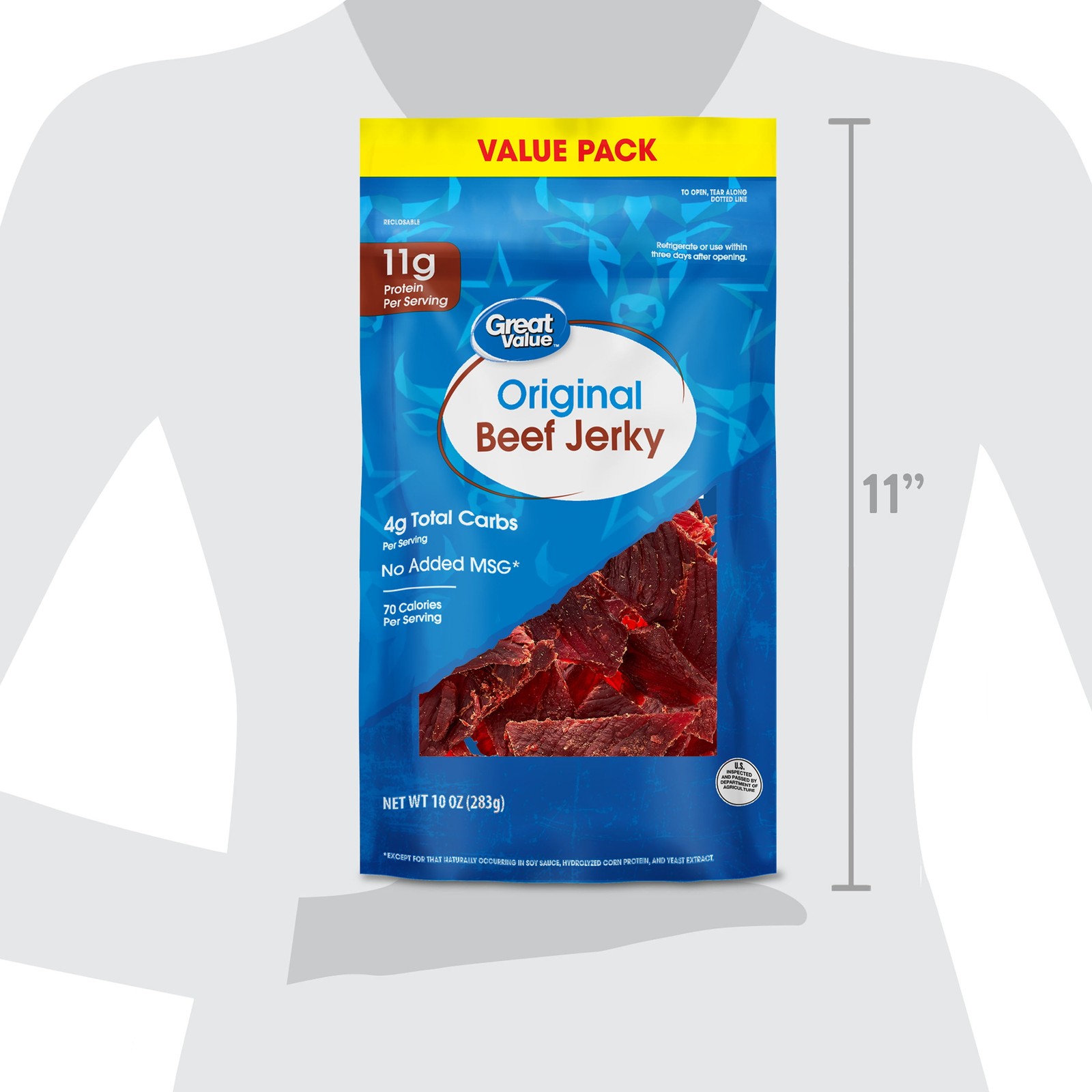 Great Value Original Beef Jerky Value Pack, 10 oz,Excellent Source of protein