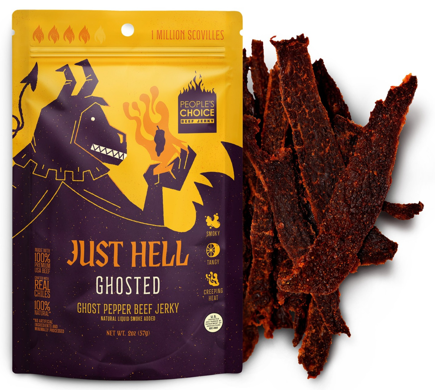 JUST HELL HOT SPICY Ghosted Pepper – 1 Bag Beef Jerky Our Shop People Choice