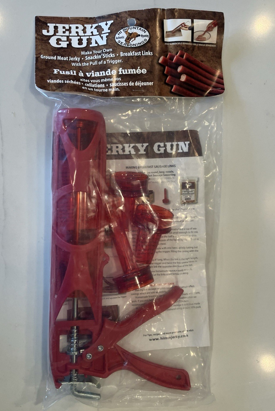 New Hi Mountain Seasonings Jerky Master Gun Complete Kit 3 Nozzles & Directions