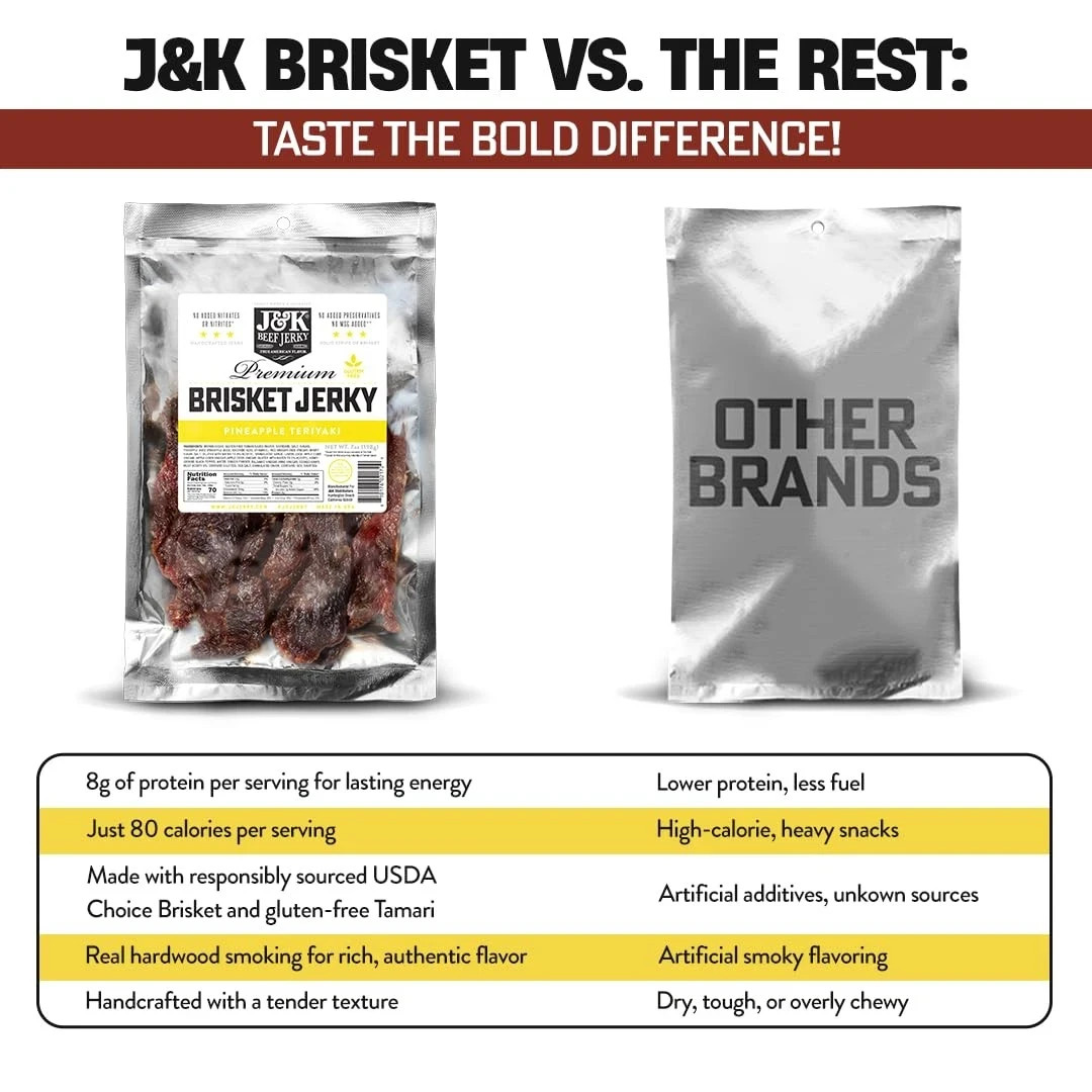 JK Jerky Beef Brisket Jerky – Pineapple Teriyaki – Hand Crafted Small Batch A…