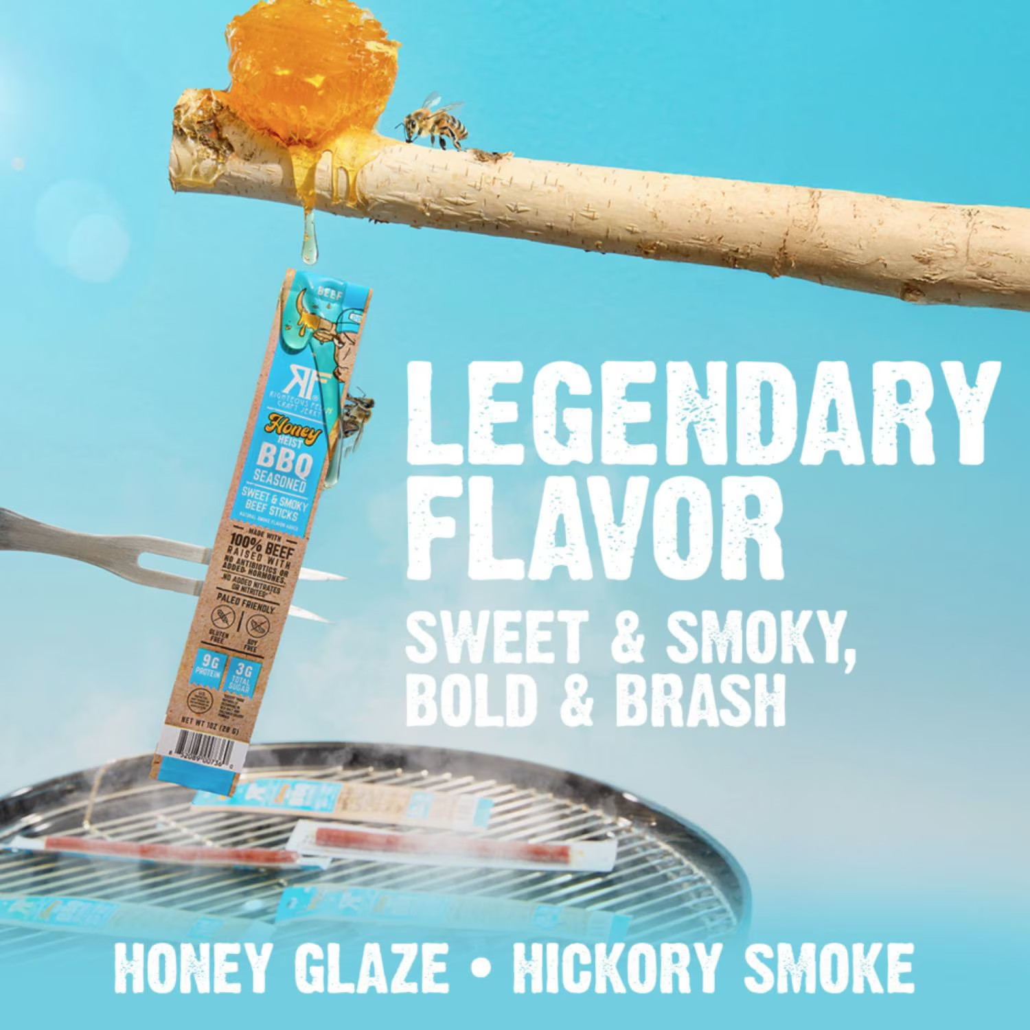 Righteous Felon BBQ Seasoned Grass-Fed Beef Sticks, 10 oz. FREE SHIPPING!!!