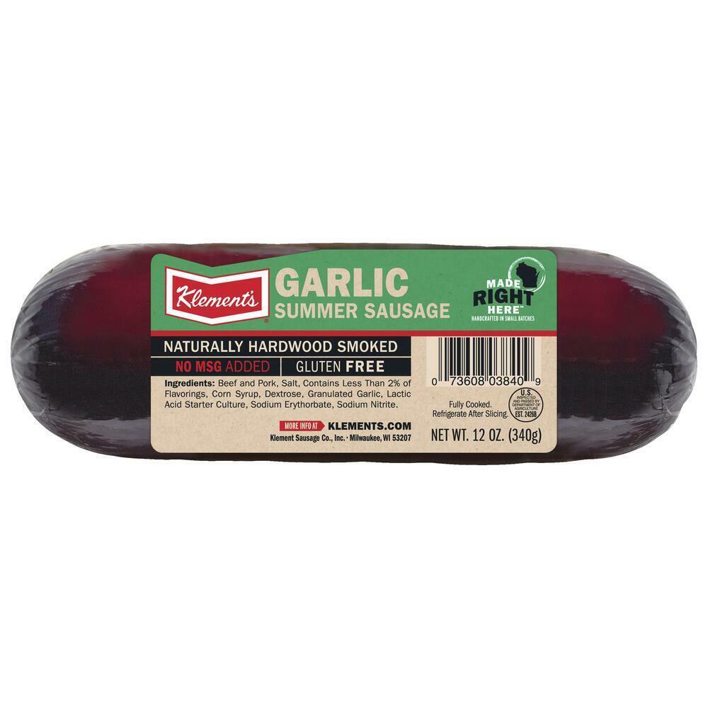 Klement’s Garlic Summer Sausage, 12 Ounce