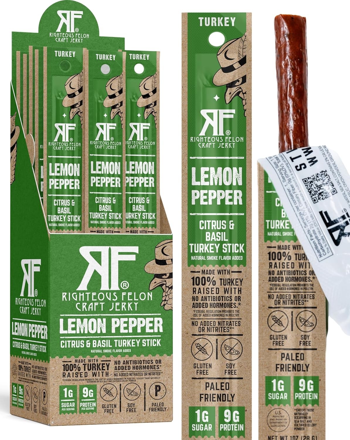Righteous Felon Meat Sticks | 100% Turkey | Gluten Free & Keto Meat…