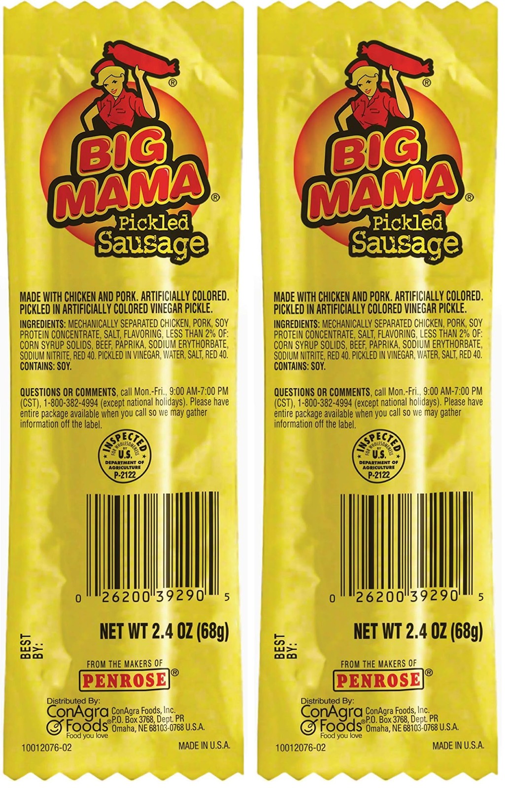 Penrose Big Mama Pickled Sausages, Keto Friendly, 2.4 Ounce (Pack of 2)