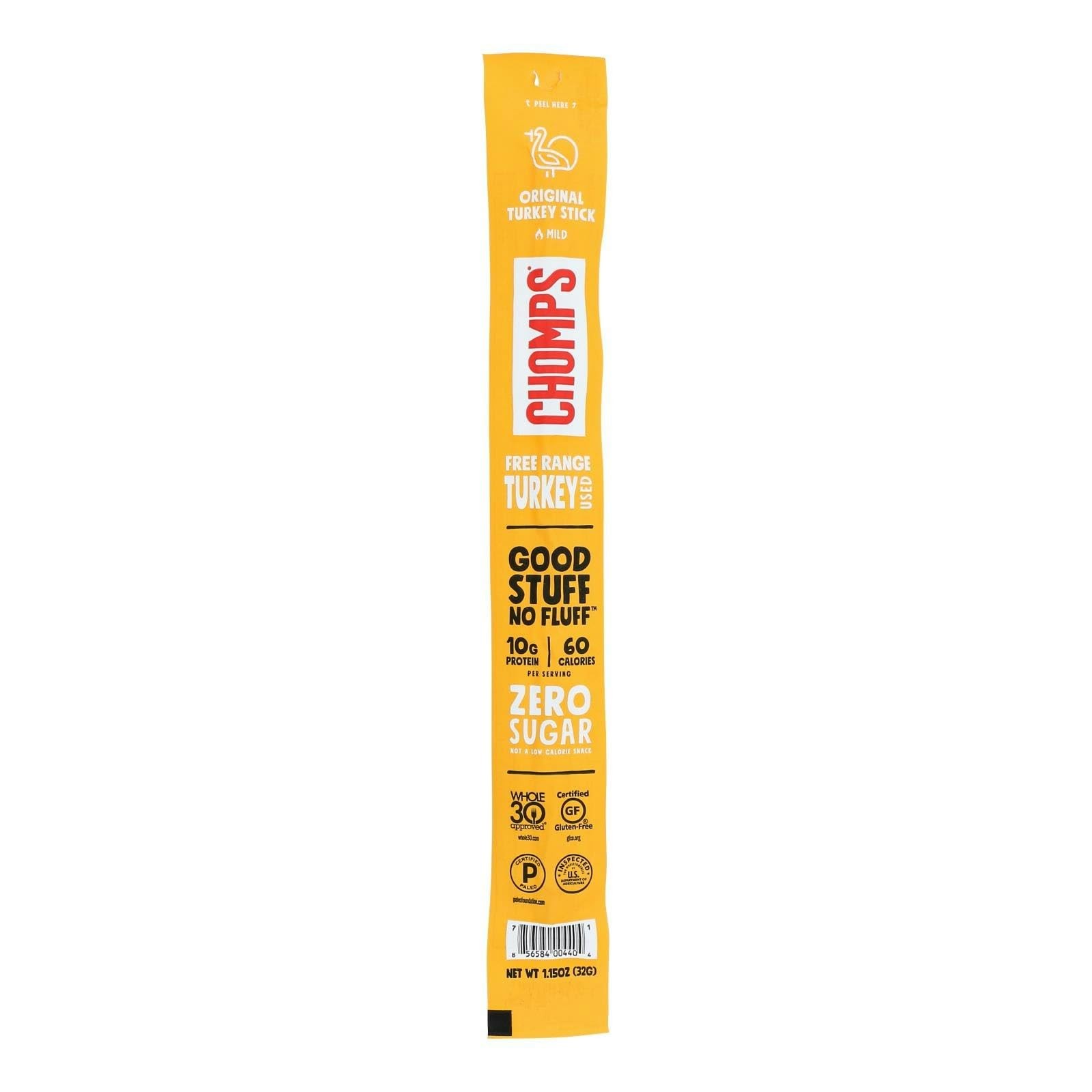 (Pack of 24) Chomps Turkey Original Meat Sticks Natural Grocery Poultry 1.15 Oz