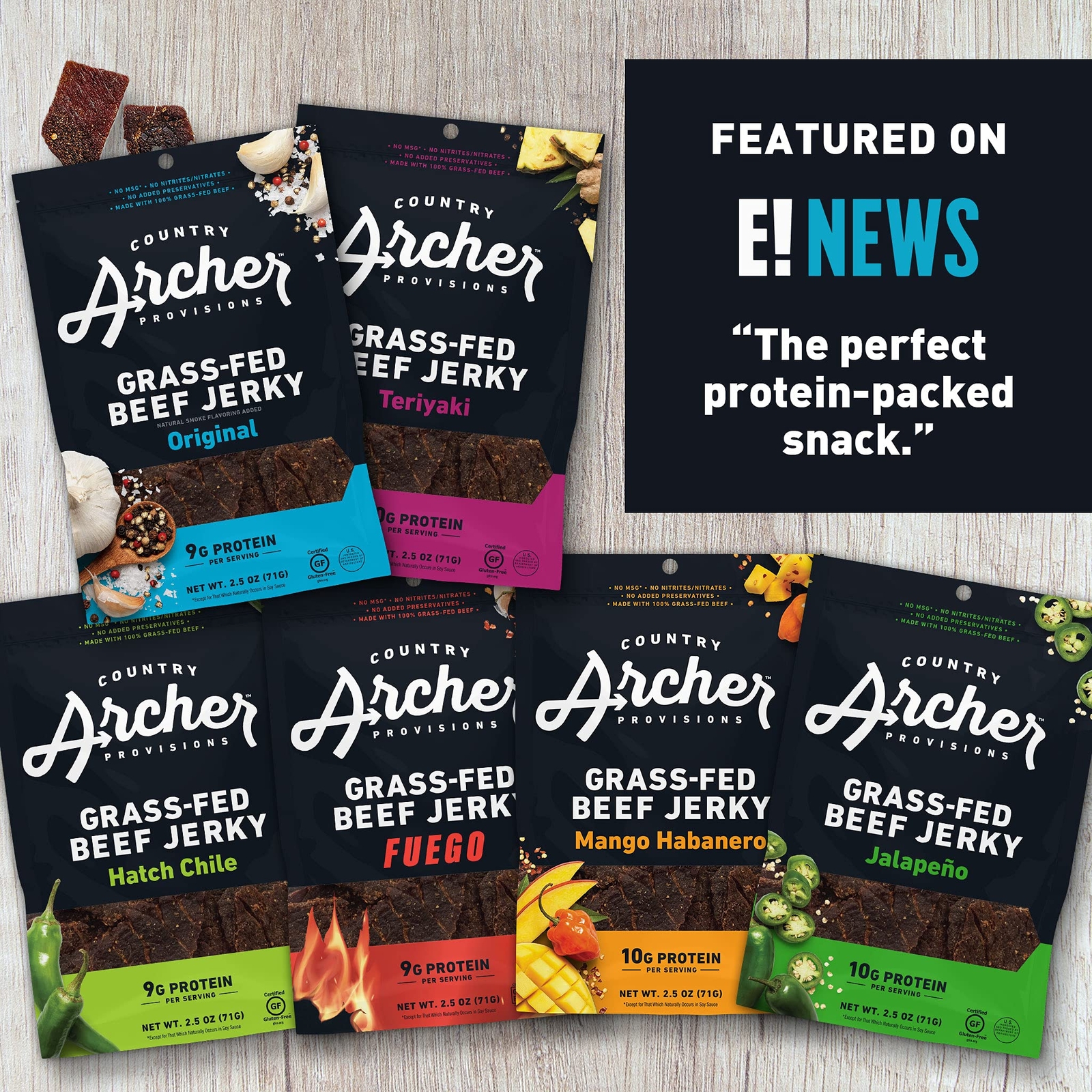 Country Archer Grass-Fed Beef Jerky – Beef Jerky Snack Pack Beef Jerky Bulk I…