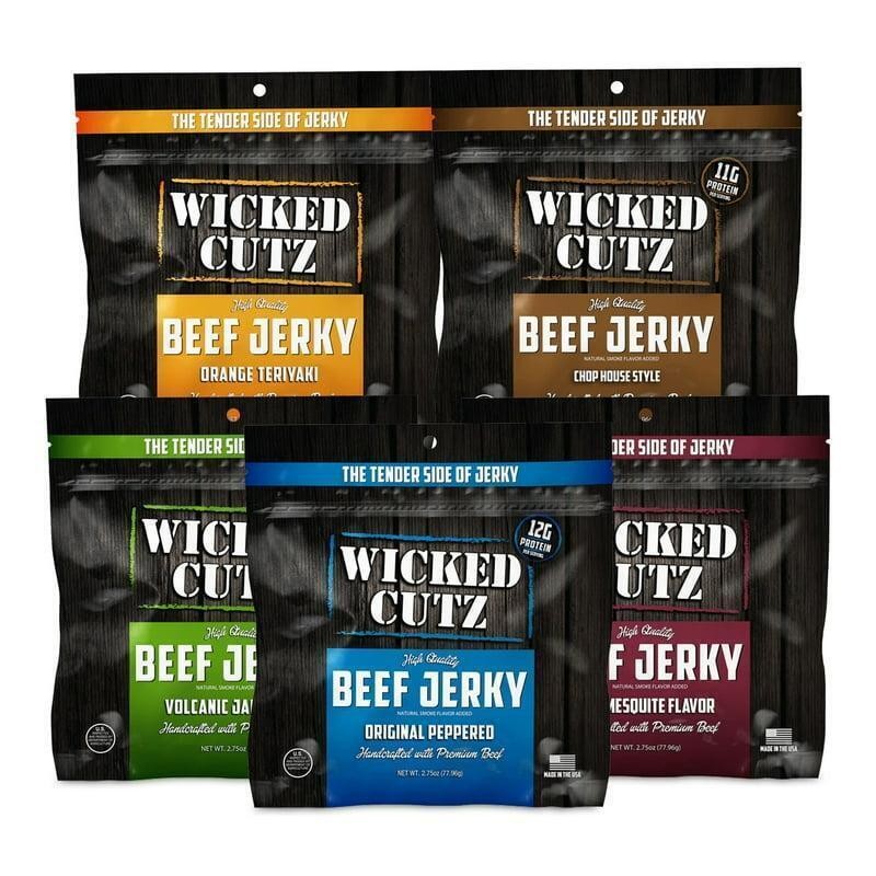Protein-Rich Tender Beef Jerky Variety Pack 5-Flavor Assortment 2.75 oz x 5-Pack