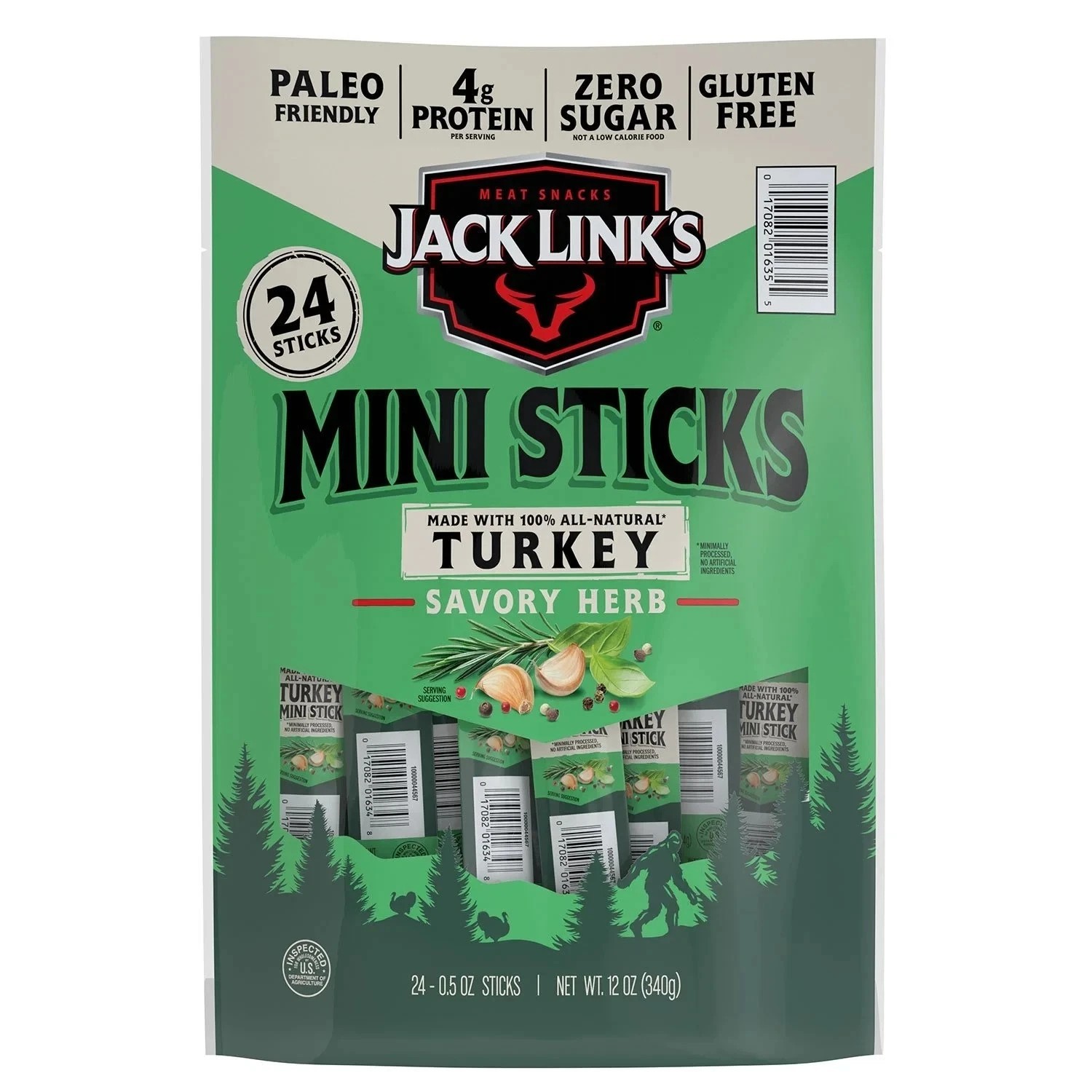 Jacks Link’s Savory Herb Mini Turkey Stick, 0.5 oz., 24 pk.