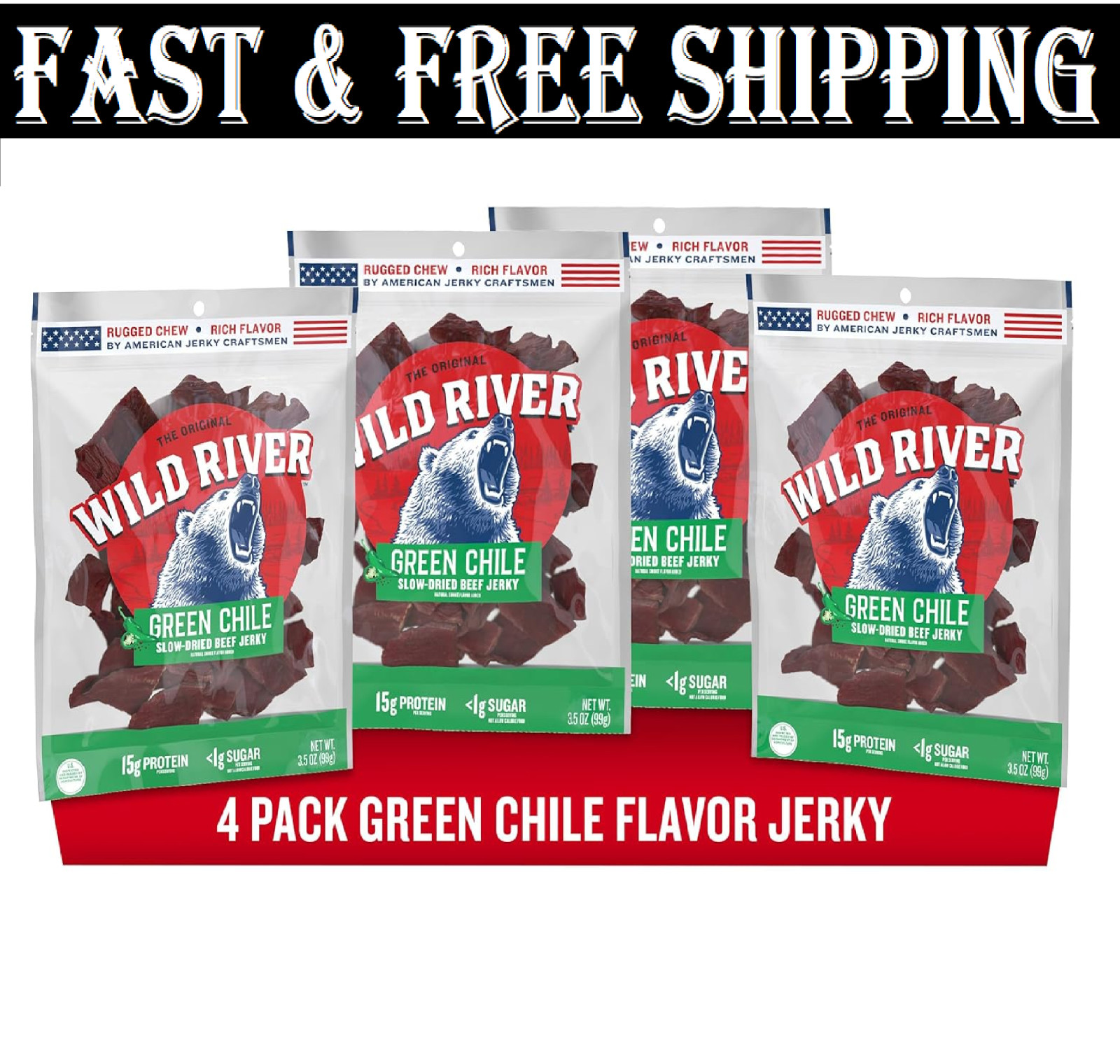 Wild River Green Chile Beef Jerky Old Fashioned Beef Jerky Gluten Free Delici…