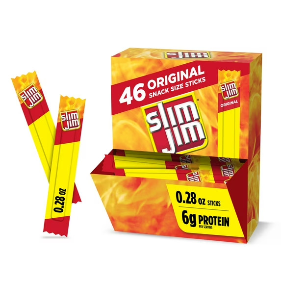 Slim Jim Smoked Meat Sticks, Original Flavor Snack Size0.28 oz. (46 Count)