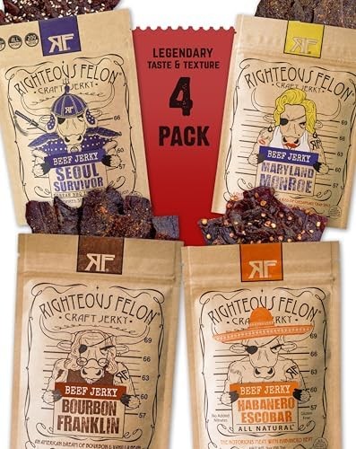 Righteous Felon Beef Jerky Variety Pack | Gluten Free Snack Packs for Adults…