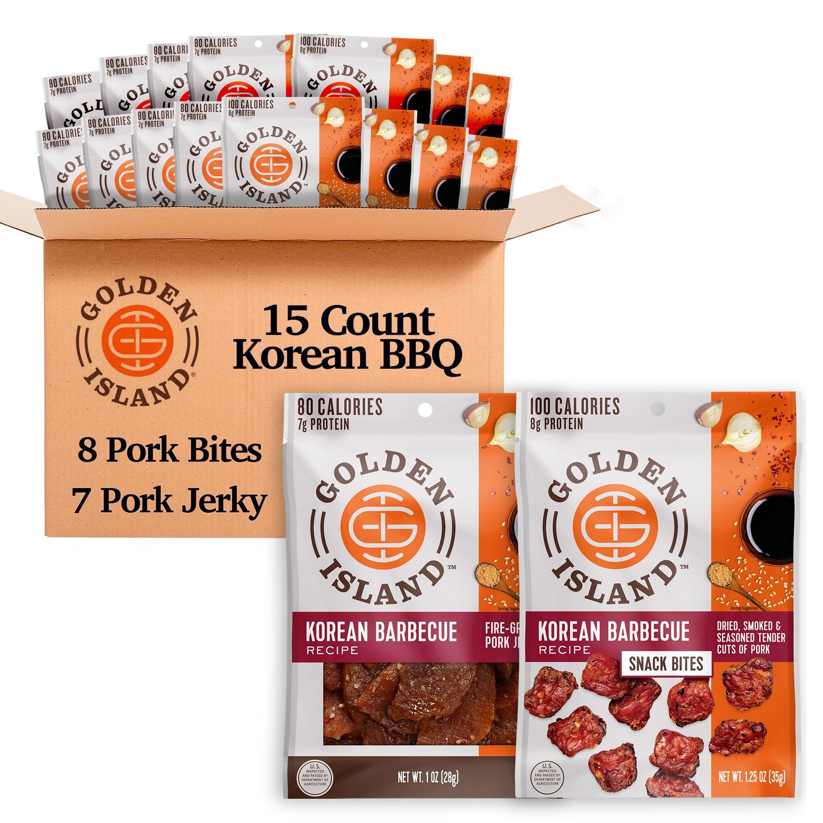 Korean BBQ Variety Pack – (15 Pack) 8 Pork Snack Bites and 7 Pork Jerky – Kor…