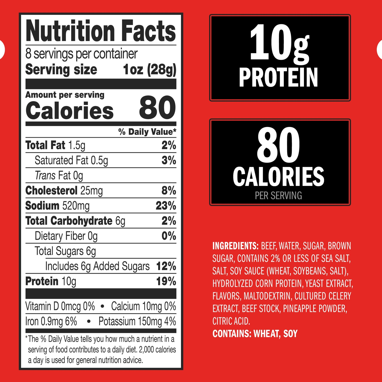Beef Jerky, Original, Half Pounder Large Jerky Bag – Flavorful Meat Snack, Ready