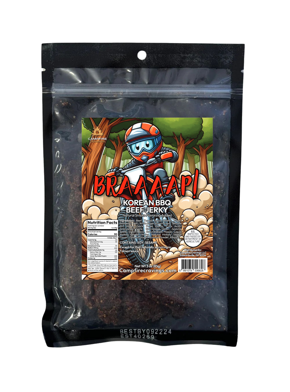 Campfire Cravings BRAAAP! Korean BBQ Beef Jerky – Handcrafted, Small Batch, 3 oz