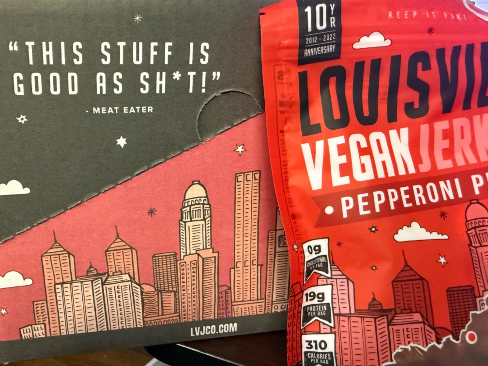 Louisville Vegan Jerky Pepperoni Pizza 10 Bag Plant Based Meatless Snack 7 /2027
