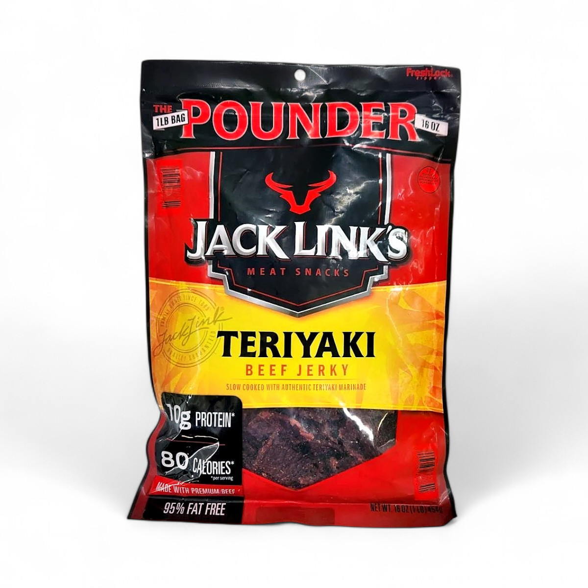 Jack Link’s Teriyaki Beef Jerky, The Pounder Bag – 16 oz