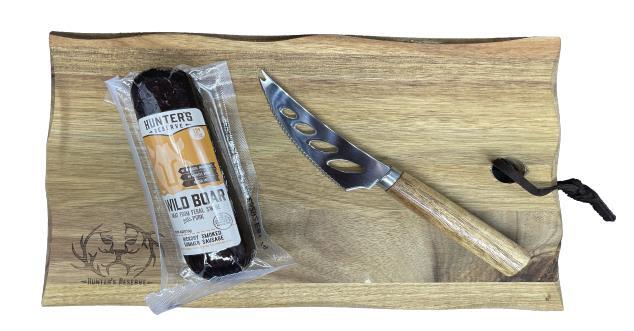 Hunters Reserve Cutting Board w/knife Exotic Elk Bison Venison Summer Sausage