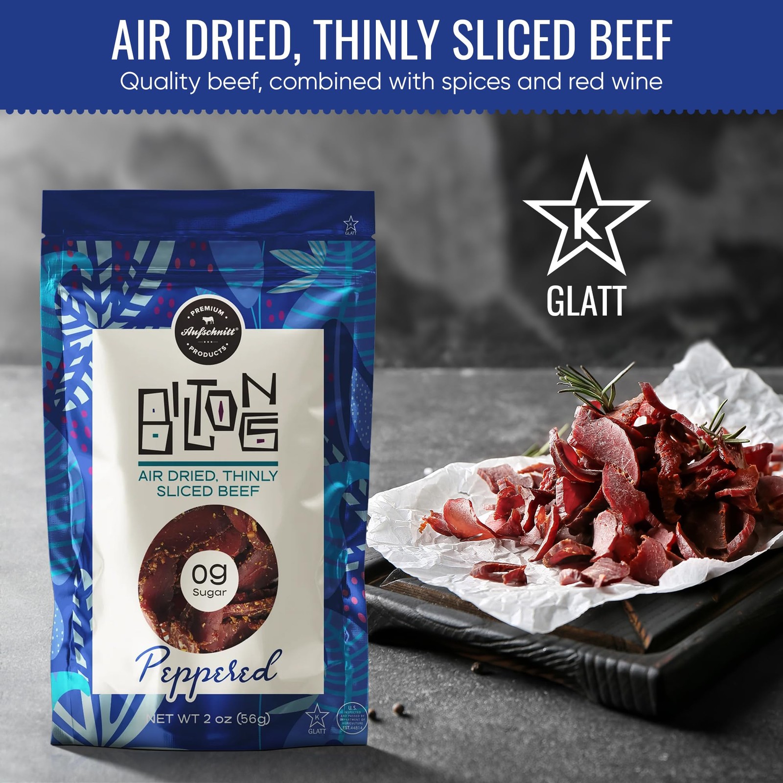 Aufschnitt Biltong Beef Jerky Slices, South African Style Beef – Air Dried, N…