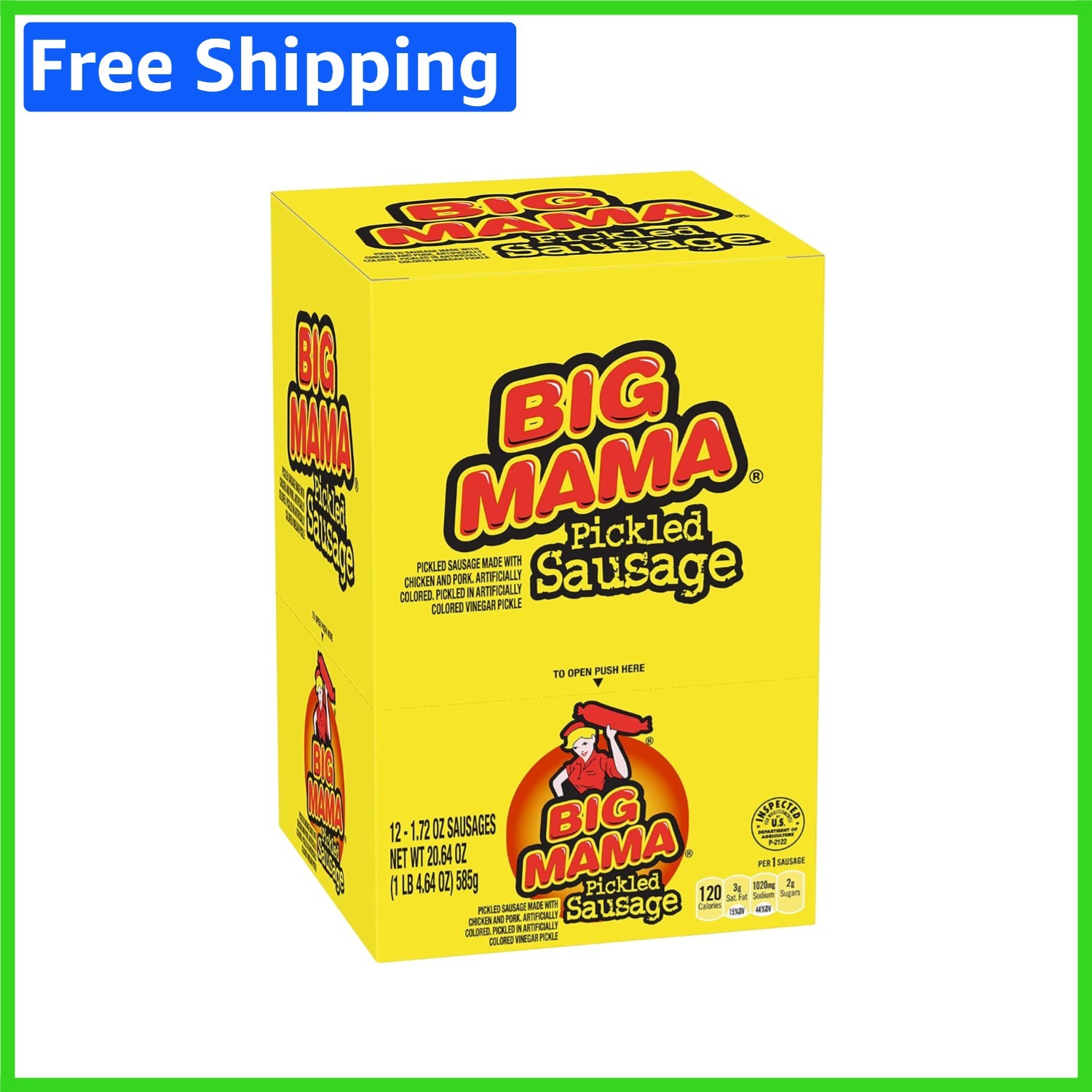 Delicious Big Mama Pickled Sausages – 12 Pack, High Protein Snack On-the-Go