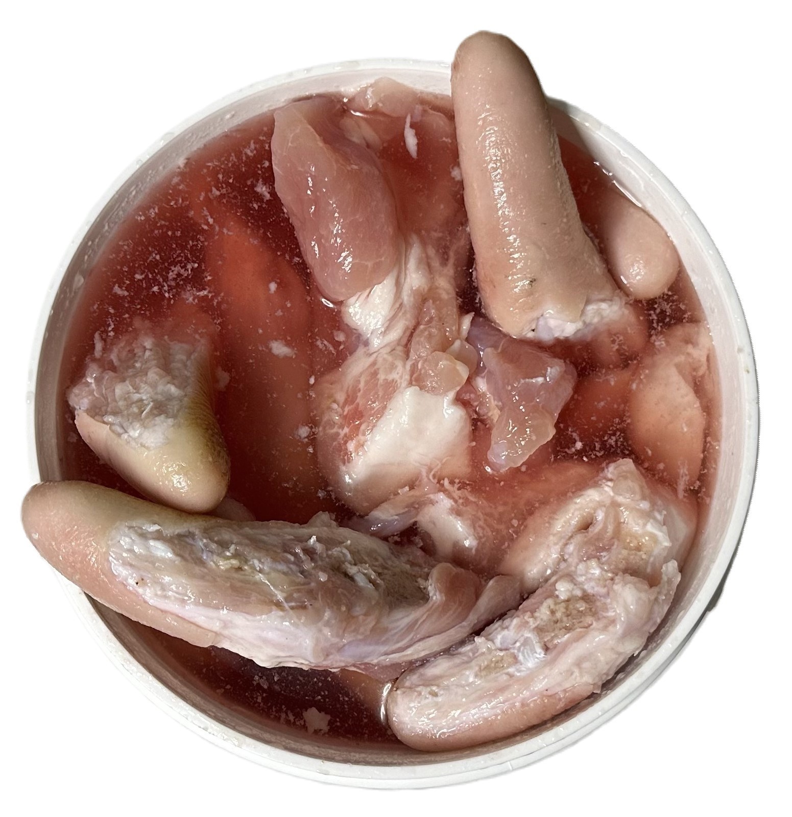Cured Pork Tails In Brine Bucket