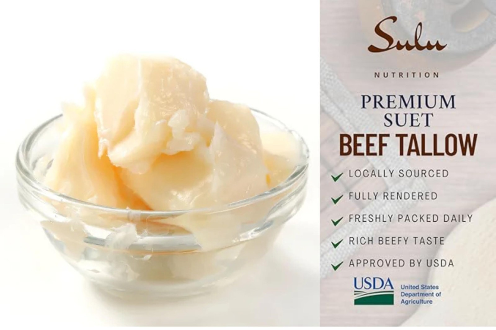Pure Non-GMO Beef Tallow – 100% Food Grade, 7 lbs for Cooking & Baking