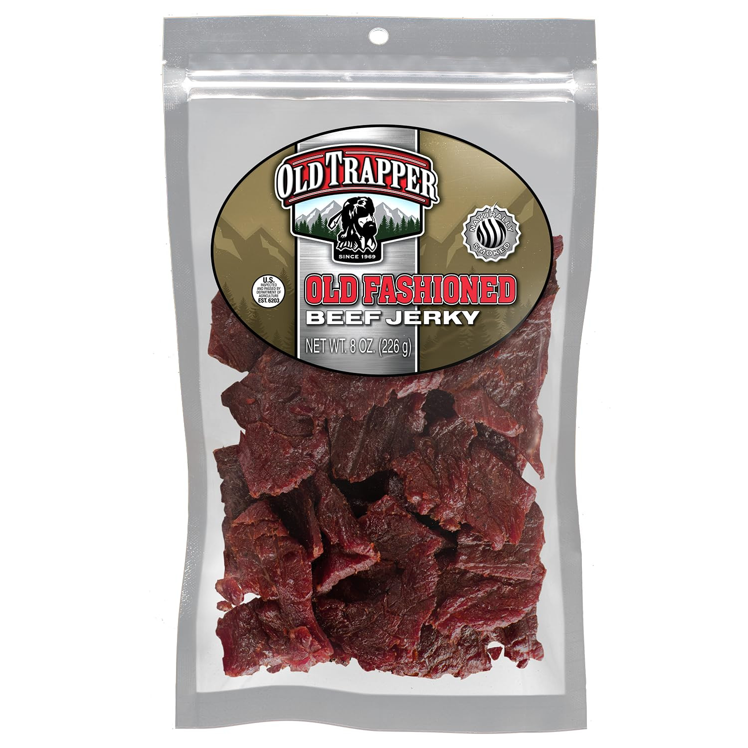 Beef Jerky, Old-Fashioned 8 Ounce Bag, Tender Meat Snacks for Lunches or between